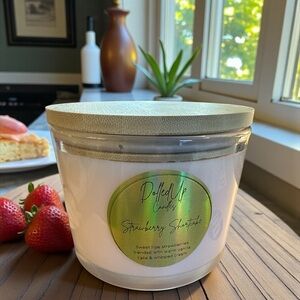 16oz Strawberry Shortcake Candle | Soy Wax | Handmade Dessert Scent